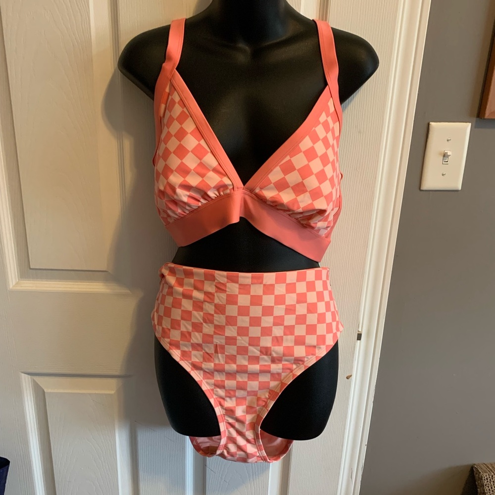 Pink Checkered Women's Swimwear